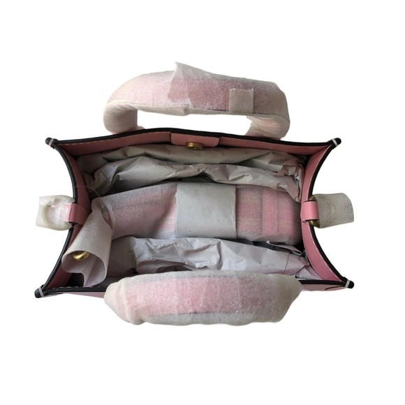 Coach Field 22 Logo ColorBlock Natural Canvas Tote Crossbody Bag Pink New - Picture 7 of 10